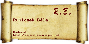Rubicsek Béla névjegykártya